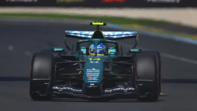 Fernando Alonso driving the No.14 Aston Martin AMR26 Honda during final practice for the Australian Grand Prix at Albert Park, with the team encouraged by Honda’s recent power unit upgrade introduced ahead of the Monaco Grand Prix. ©Pirelli