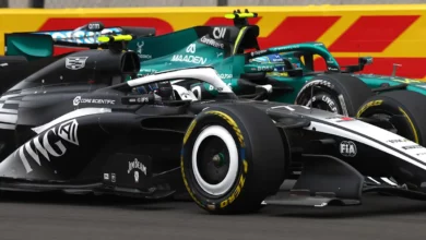 Fernando Alonso driving the No.14 Aston Martin AMR26 Honda during day two of F1 pre‑season testing at Bahrain International Circuit, with the team encouraged by Honda’s recent driveability improvements introduced ahead of the Monaco Grand Prix.