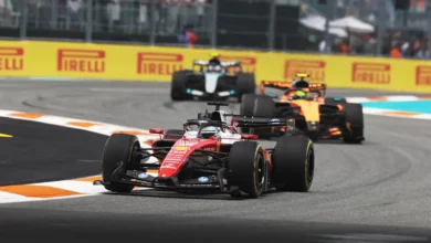 Charles Leclerc driving the Ferrari SF‑26 during the Miami Grand Prix at the Miami International Autodrome.