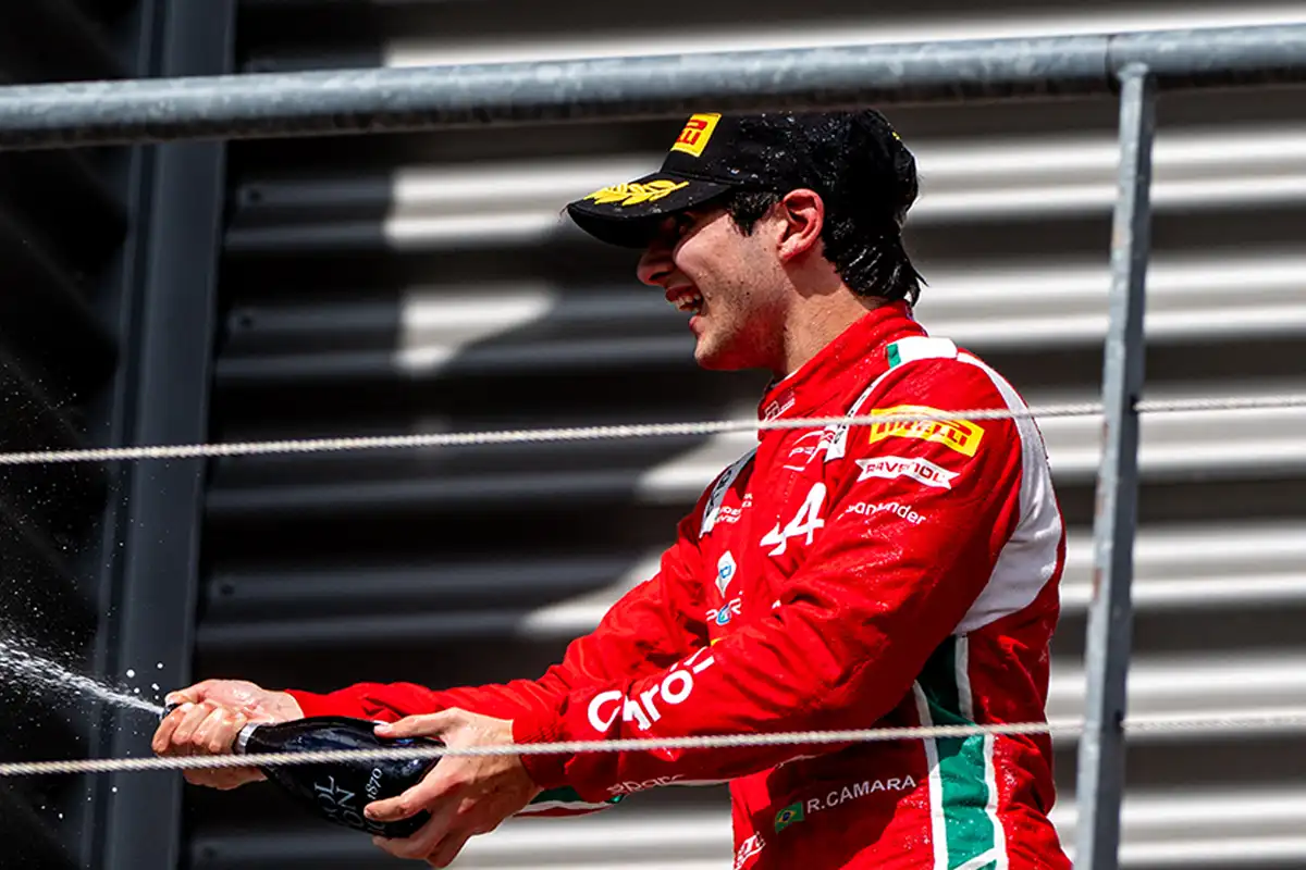 Rafael Camara rising through the Ferrari Driver Academy, positioned as a key contender for a Haas F1 seat in the evolving F1 2027 driver market.