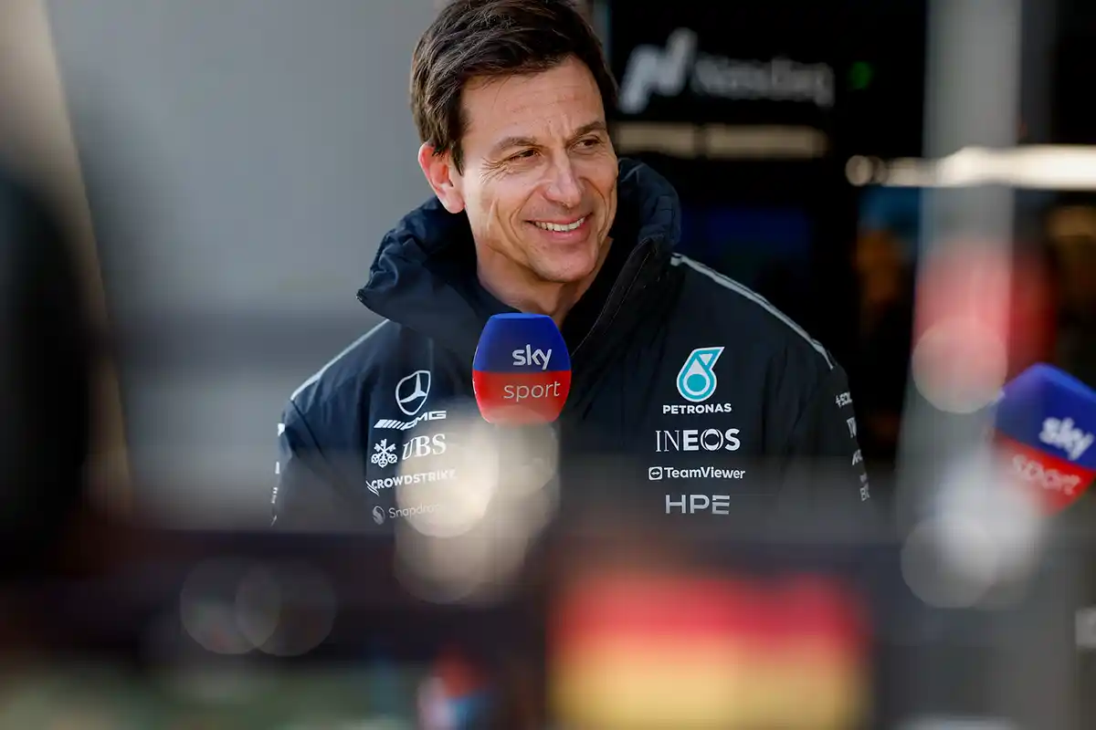 Toto Wolff Mercedes AMG F1 Team Profile during the 2026 season dominance, team principal in focus.