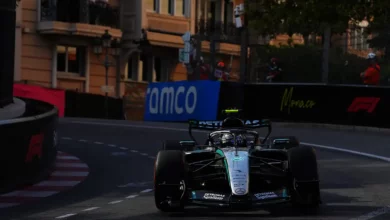Andrea Kimi Antonelli driving the No.12 Mercedes W17 during Friday practice for the Monaco Grand Prix at Circuit de Monaco.