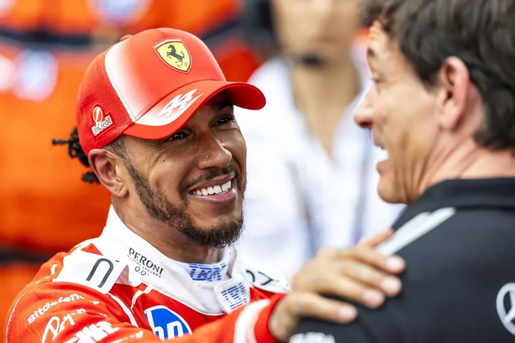 Lewis Hamilton and Toto Wolff share the F1 Monaco Grand Prix podium © Mercedes AMG Petronas F1 Team Media