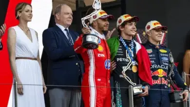 Lewis Hamilton, Kimi Antonelli and Isack Hadjar share the F1 Grand Prix of Monaco race podium © Mercedes-AMG Petronas F1 Team Media