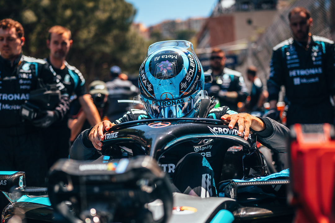Formula 1 cars on track at the Monaco Grand Prix.