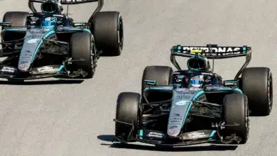 Two Mercedes drivers battling wheel‑to‑wheel on track as internal team tension rises between George Russell and Andrea Kimi Antonelli.