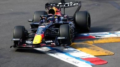 Max Verstappen driving the Red Bull RB22 through Monaco during FP2.