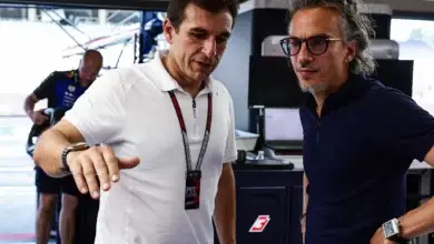 Laurent Mekies and Pierre Waché discussing Red Bull’s Austrian GP upgrade inside the RB22 pit box