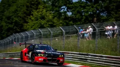 The #77 Schubert Motorsport BMW M4 GT3 EVO driven by Jens Klingmann and Robin Frijns during the 2026 ADAC Eifel Trophy at the Nürburgring Langstrecken‑Serie. © Jan Brucke/VLN