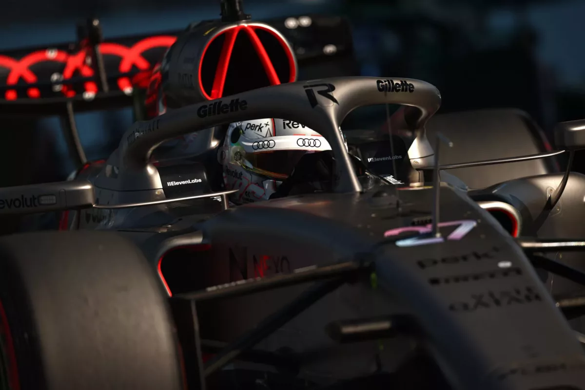 Audi Revolut F1 car on track, highlighted as having the fourth-best chassis according to Mattia Binotto.