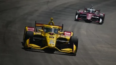 Alex Palou driving his Chip Ganassi Racing IndyCar during the Borchetta Bourbon Music City Grand Prix in Nashville, showcasing the speed and precision that defined his 2026 IndyCar victory.