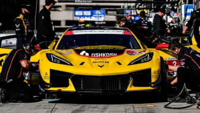 corvette z06 gt3.r evo race car on track with updated aerodynamics, entered for the 2027 24h nürburgring – corvette racing – gt3 – motorsport