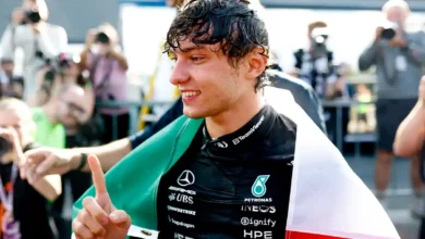 Kimi Antonelli celebrates his victory in the Belgian Grand Prix 2026 at Spa‑Francorchamps with the Mercedes W17 after a dominant race performance. © Mercedes Media Centre