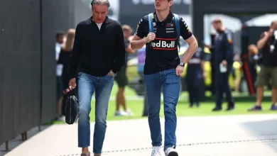 Raymond Vermeulen with Max Verstappen during the Belgian GP, as Verstappen’s McLaren visit fuels fresh transfer speculation. © Red Bull Content Pool