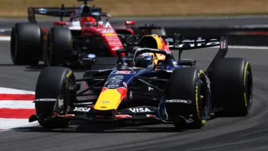 Max Verstappen defending in his RB22 against Charles Leclerc during the Austrian GP, Verstappen Leclerc Austrian GP defence.