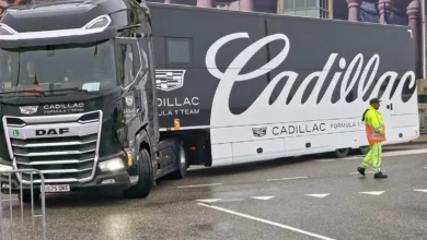 Cadillac F1 support truck transporting team equipment and components to the circuit. Copyright RNT‑Media.