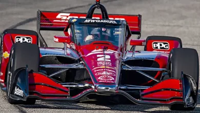 Josef Newgarden driving the No. 2 Snap-on Team Penske Chevrolet during practice at the Milwaukee Mile.