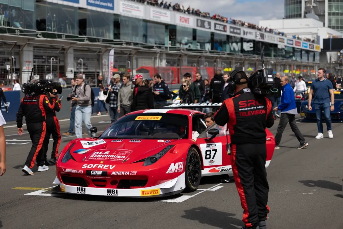 A GT3 car on the grid at a GT World Challenge Europe round