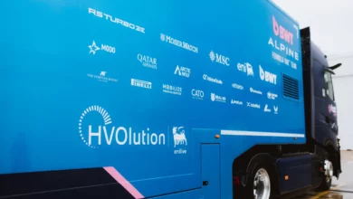 BWT Alpine Formula One Team logistics truck running on Enilive HVOlution biofuel