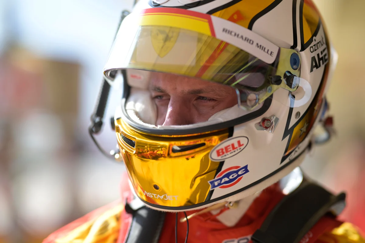 Antonio Giovinazzi in the Ferrari garage at the Circuit of the Americas