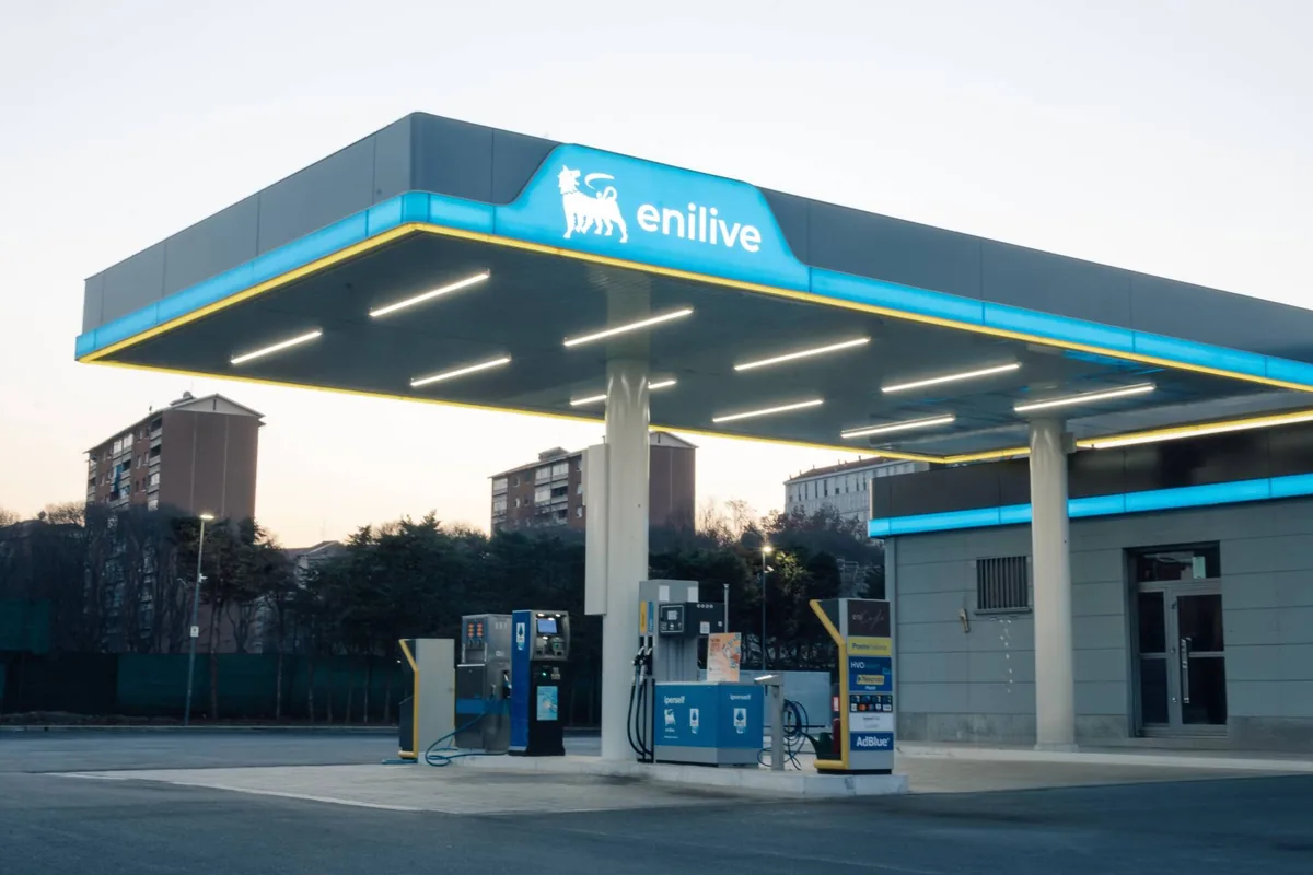 Enilive service station offering HVOlution biofuel