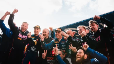 Emil Frey Racing drivers and crew celebrate after Race 2 at Zandvoort