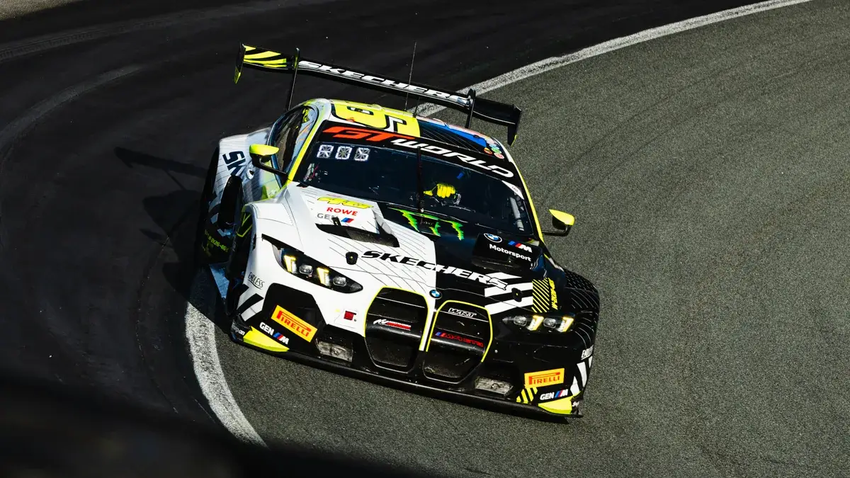 The Team WRT BMW M4 GT3 Evo shared by Valentino Rossi and Max Hesse on track at Zandvoort