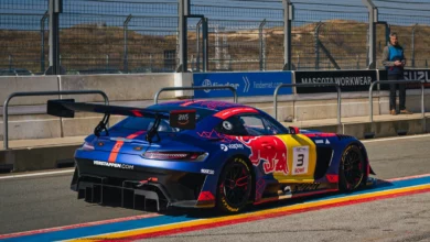 The number 3 Verstappen.com Racing Mercedes-AMG GT3 Evo in the pit lane at Zandvoort
