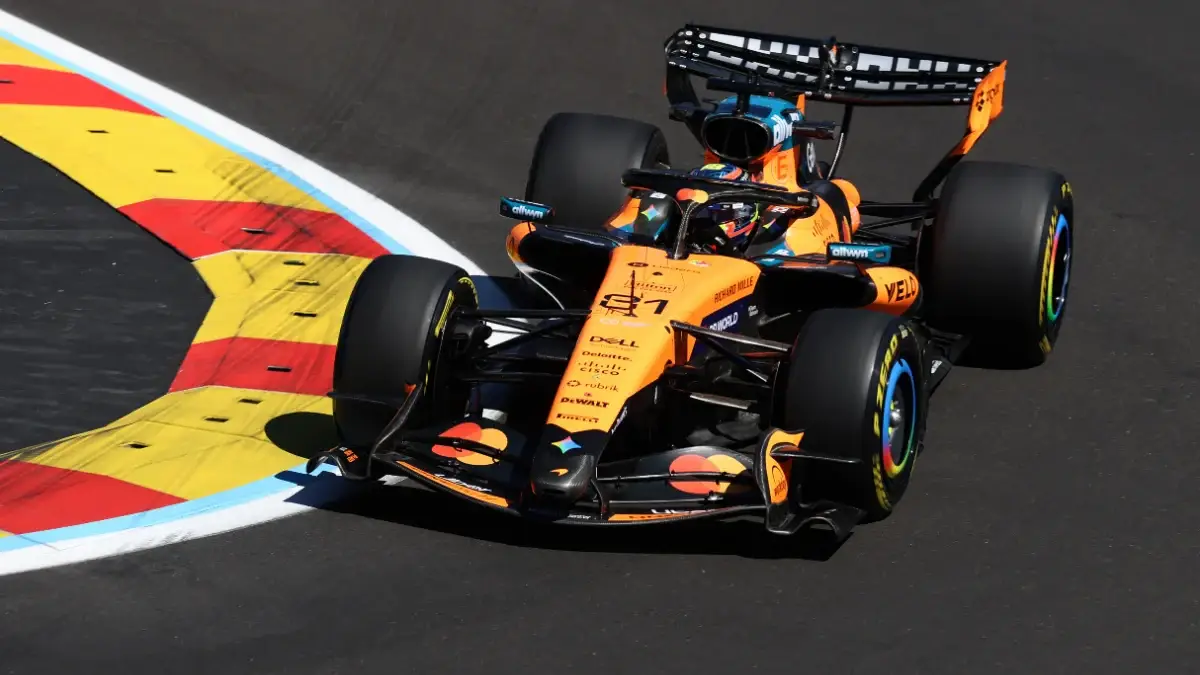 McLaren running over the kerbs during Friday practice for the 2026 Spanish Grand Prix at the Madring