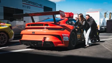 Cars and crews in the Nurburgring paddock on Friday practice day for the NLS double header