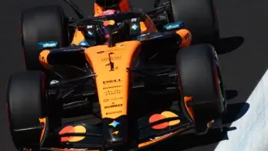 Lando Norris driving the number 1 McLaren MCL40 Mercedes on track during final practice for the 2026 Spanish Grand Prix at the Madring