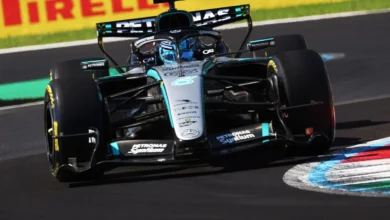 George Russell in the Mercedes during final practice at Monza