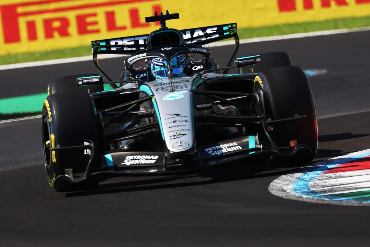 George Russell in the Mercedes W17 at Monza