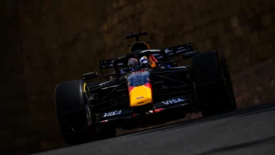 Max Verstappen in the Red Bull RB22 during final practice for the 2026 Azerbaijan Grand Prix in Baku