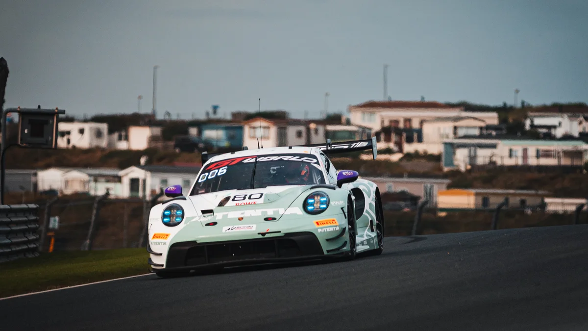The mint green #80 Lionspeed GP Porsche 911 GT3 R at Zandvoort in September 2026
