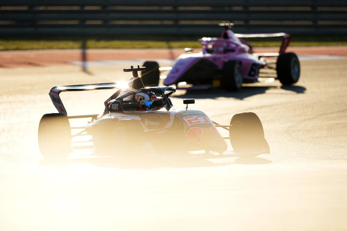 Alisha Palmowski in the number 21 Campos Racing car on track at the Circuit of the Americas