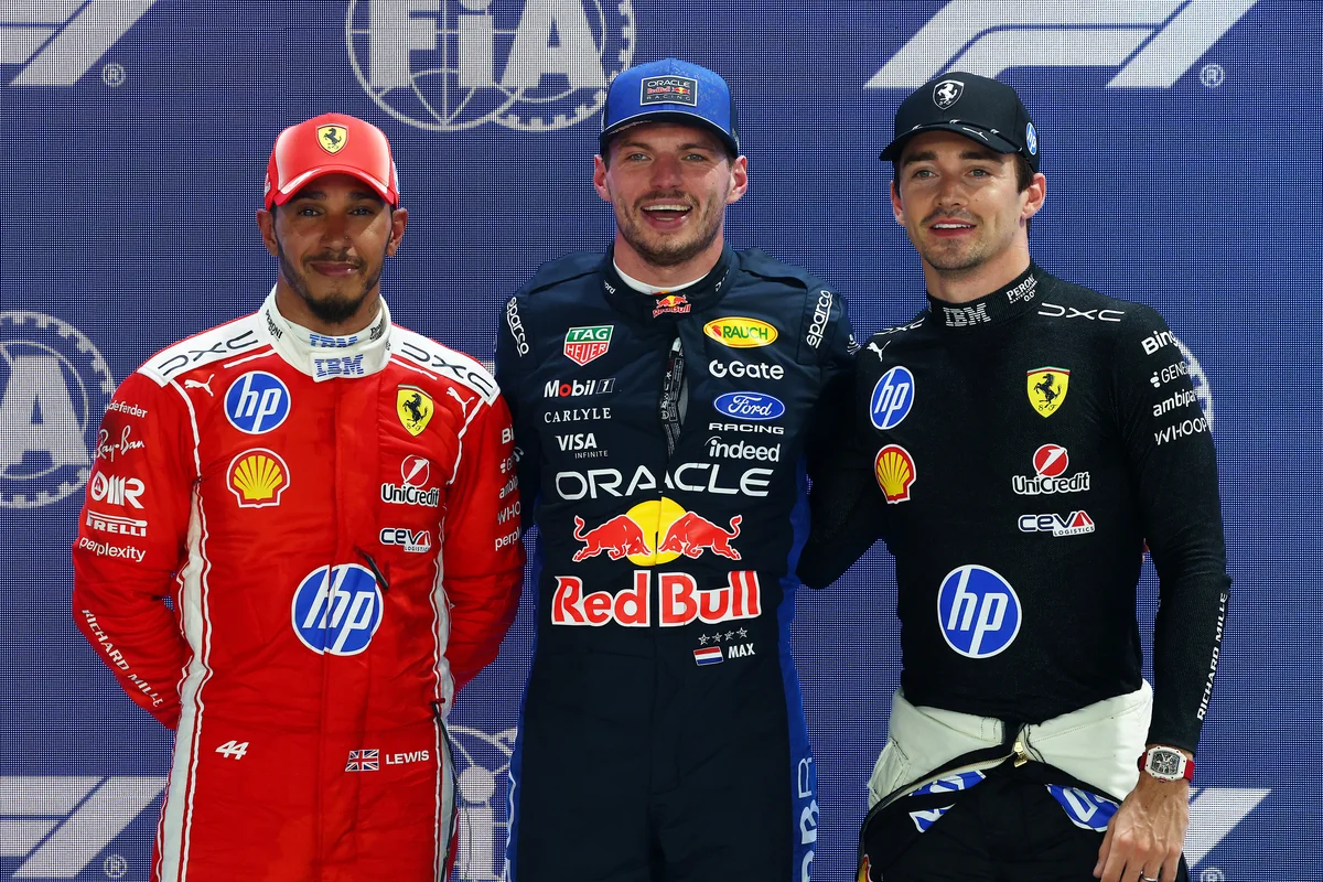 Lewis Hamilton, Max Verstappen and Charles Leclerc, the top three in qualifying for the 2026 Singapore Grand Prix
